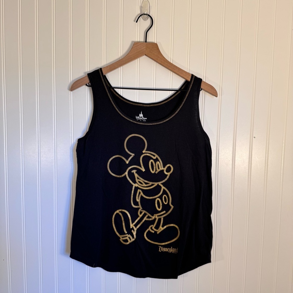 Disney Parks Embroidered Mickey Mouse Black Tank Top Women’s Size Medium